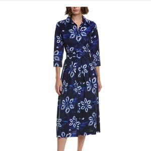 Samantha Sung Navy and White Floral Midi Dress